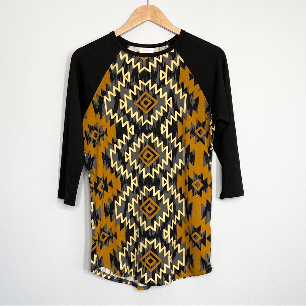 Boho hippie retro Randy style geo print top Sz XS